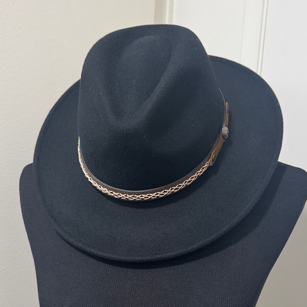 Black Fedora Hat with Braided Band